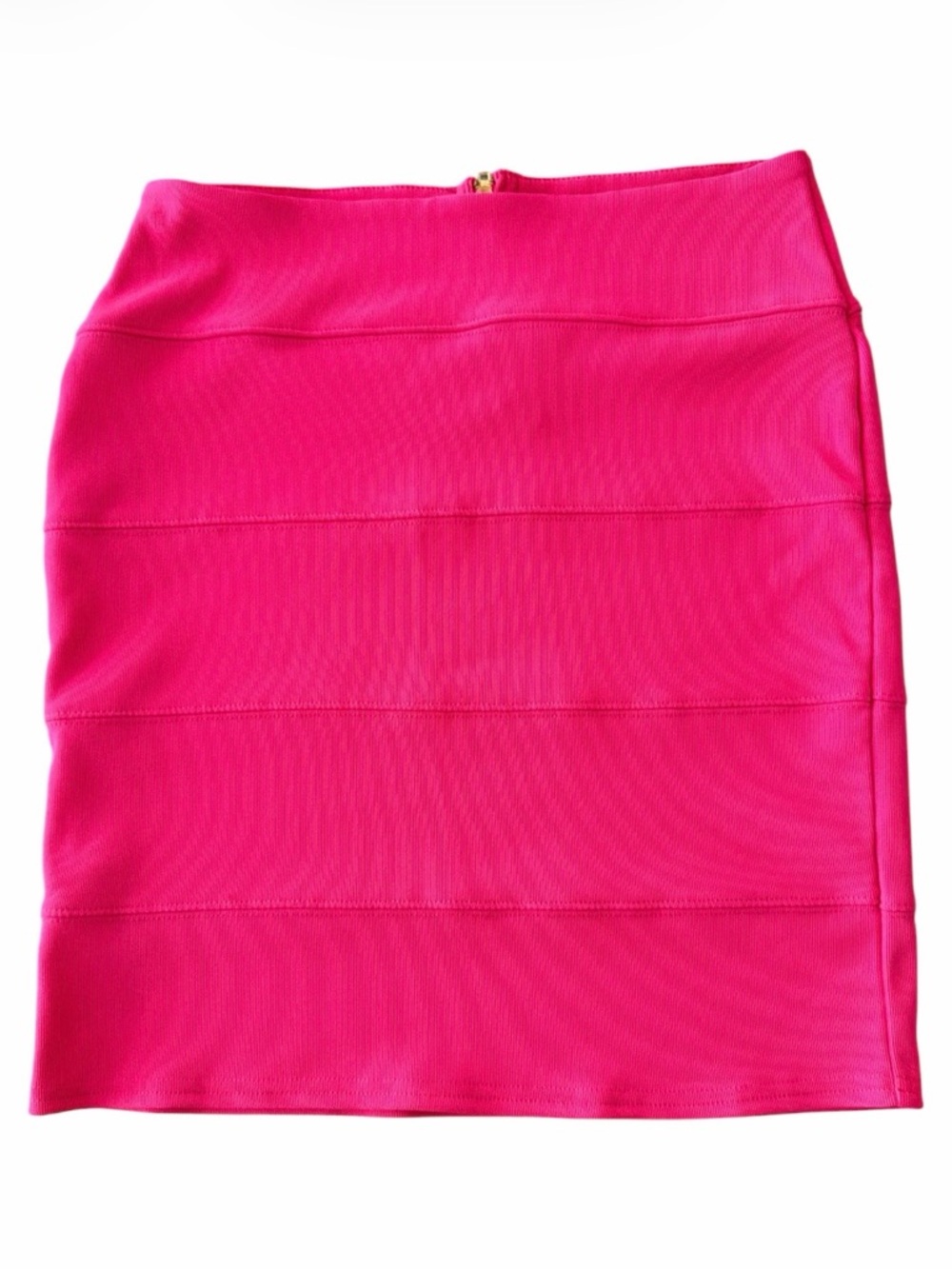 Pink Rose Hot Pink Fuchsia Ribbed Bandage Ottoman Knit Mini Skirt M